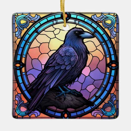 Ornement En Céramique Verre Éffrayant Raven (Devant)