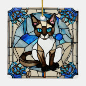 Ornement En Céramique Verre en verre Siamese Chat en céramique Carré Orn (Dos)