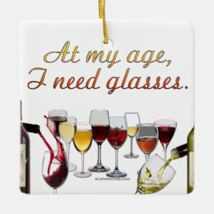 Ornement En Céramique Verres à vin SlipperyJoe's jeu de mots coquin roug