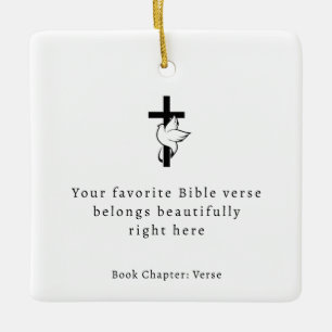 Ornement En Céramique Verset biblique de croix minimaliste