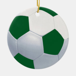 Ornement en céramique vert et blanc de ballon de