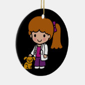 Ornement En Céramique Vétérinaire mignonne fille avec chiot (Droite)