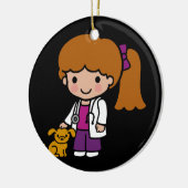 Ornement En Céramique Vétérinaire mignonne fille avec chiot (Gauche)