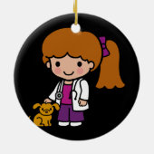 Ornement En Céramique Vétérinaire mignonne fille avec chiot (Dos)