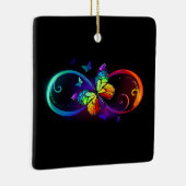 Ornement En Céramique Vibrant infinity with rainbow butterfly on black (Droite)