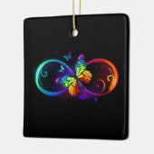 Ornement En Céramique Vibrant infinity with rainbow butterfly on black (Gauche)