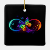 Ornement En Céramique Vibrant infinity with rainbow butterfly on black (Dos)