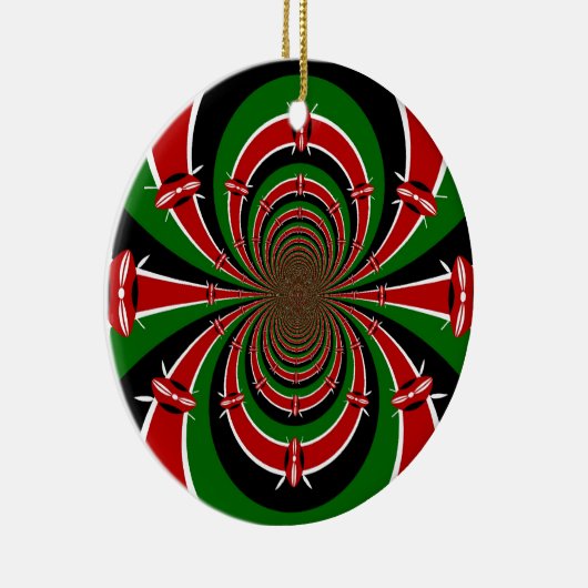 Ornement En Céramique Vibrant Kenya Vision : Drapeau kényan en miroir (Droite)