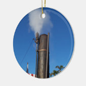 Ornement En Céramique vieux sifflet à vapeur avec un panache blanc de va (Gauche)