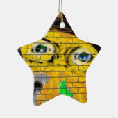 Ornement En Céramique Vieux Visage Vélo Sage, Graffiti Art (Droite)