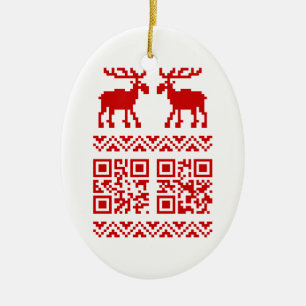 Ornement En Céramique Vilain Sweater QR Code Bonne année!