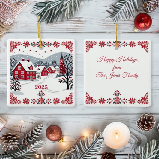 Ornement En Céramique Village scandinave nordique