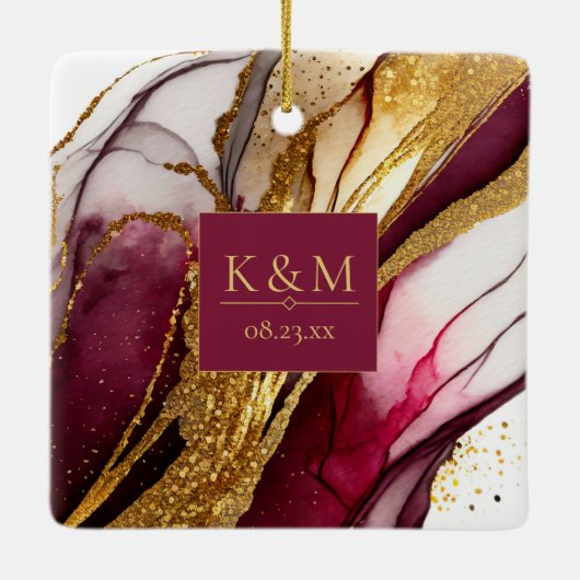 Ornement En Céramique Vin rouge Mariage Abstrait Sparkling ID1018 (Dos)