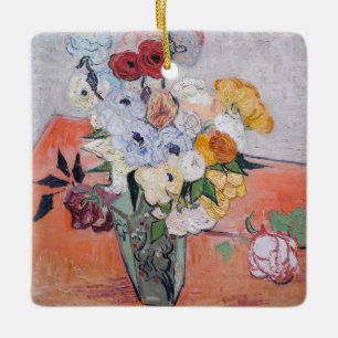 Ornement En Céramique Vincent van Gogh - Vase avec Roses & Anémones