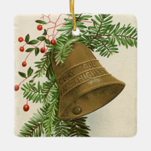 Ornement En Céramique Vintage Christmas Bell (À feuillage persistant) J
