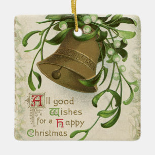 Ornement En Céramique Vintage Christmas Bell (Mistletoe) Bonne volonté a