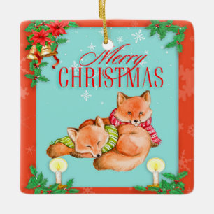 Ornement En Céramique Vintage Christmas Fox