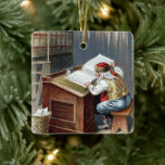 Ornement En Céramique Vintage Christmas, Saint Nicholas Naughty or Nice<br><div class="desc">Vintage illustration Victorian Era Christmas design featuring an old world Santa Claus reviewing his Naughty or Nice List on Christmas Eve.</div>
