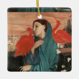 Ornement En Céramique Vintage Edgar Degas Jeune Femme avec Ibis Art