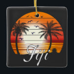 Ornement En Céramique Vintage Fiji Palm Trees Summer Beach<br><div class="desc">Design Vintage Extraordinaire pour les amateurs de plage en été.</div>
