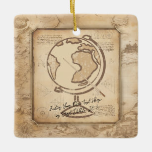 Ornement En Céramique Vintage Globe. Géographie et histoire Cadeau de l'