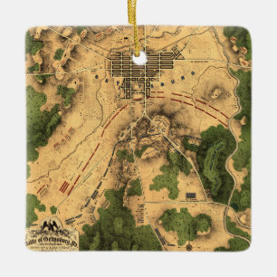 Ornement En Céramique Vintage Restored Gettysburg Battle Map, Christmas