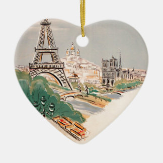 Ornement En Céramique Vintage Tour Eiffel Paris Air Travel Publicité