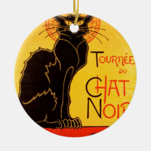 Ornement En Céramique Vintage Tournee de Conversation Noir Chat Noir