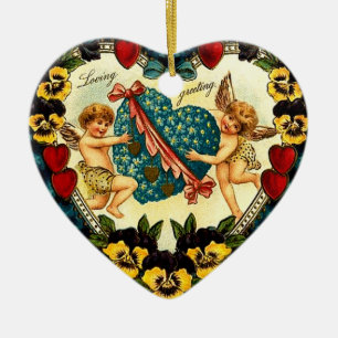 Ornement En Céramique Vintage Valentine Heart