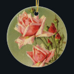 Ornement En Céramique Vintage Valentine's Day Pink Victorian Garden Rose<br><div class="desc">Vintage illustration love and romance floral Victorian Valentine's Day design with several pink garden rose flowers in bloom.</div>