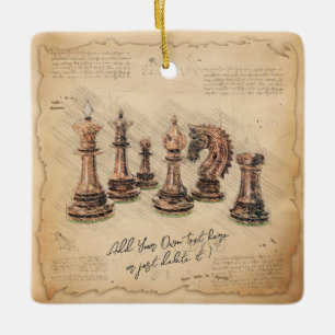 Ornement En Céramique Vintage Vieux Jeu d'échecs Pièces Art Joueur Cadea