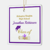 Ornement en céramique violet Casquette et diplôme (Gauche)
