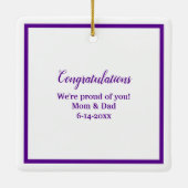 Ornement en céramique violet Casquette et diplôme (Dos)