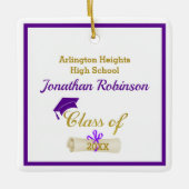 Ornement en céramique violet Casquette et diplôme (Devant)