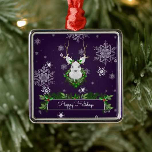 Ornement en céramique violet de rennes (Arbre)