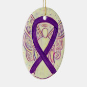 Ornement En Céramique Violet Sensibilisation Ruban Angel Pendentif Ornem (Droite)
