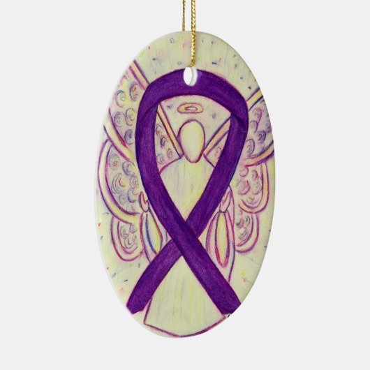 Ornement En Céramique Violet Sensibilisation Ruban Angel Pendentif Ornem (Droite)