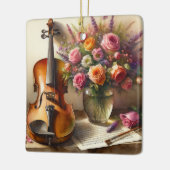 Ornement En Céramique Violon, Partition et un Vase de Fleurs (Gauche)