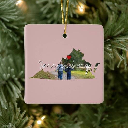 Ornement En Céramique Virginia State Photo insert and town name (Arbre)