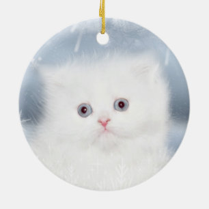 Ornement En Céramique Visage persan blanc de chaton