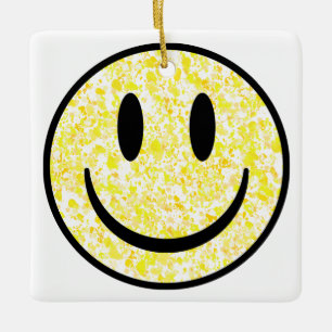Ornement En Céramique Visage souriant éclaboussé