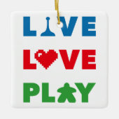 Ornement En Céramique Vivre, aimer, jouer à l'ornement en céramique de t (Devant)