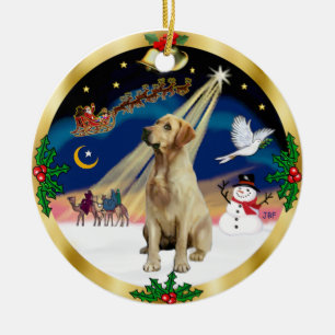 Ornement En Céramique Vol de nuit #2 - Labradoodle jaune