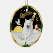 Ornement En Céramique Vol de nuit - American Eskimo Dog (Droite)