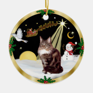 Ornement En Céramique Vol de nuit (GW) - chat Maine Coon 9