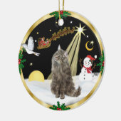 Ornement En Céramique Vol de nuit - Norwegian Forest cat (Gauche)