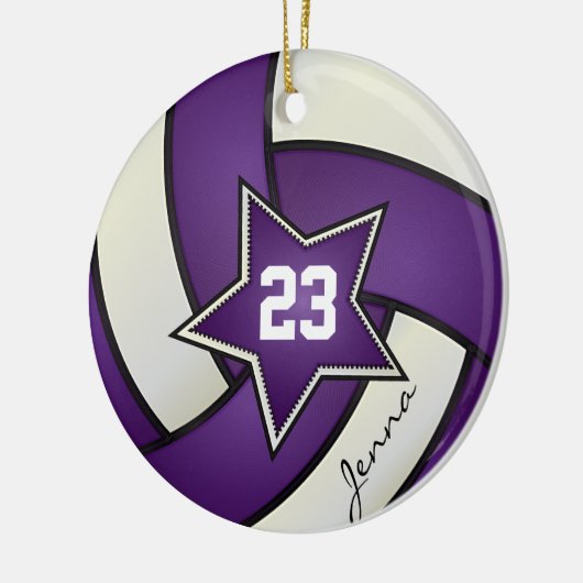Ornement En Céramique Volley-ball All Star violet et blanc (Gauche)