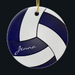 Ornement En Céramique Volley-ball 🏐 | DIY nom<br><div class="desc">Joueur de volleyball Sport Ornement de Noël. Impressionnez votre joueur de volley avec ce design do-it-yourself nom dans un design bleu foncé et blanc acéré. Un grand cadeau pour n'importe quel joueur de volley-ball, ventilateur de volley-ball ou entraîneur d'équipe de volley-ball. Plus de couleurs sont disponibles, si vous ne trouvez...</div>