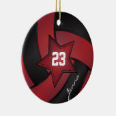 Ornement En Céramique Volley-ball Red et Black Star (Droite)