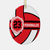 Ornement En Céramique Volley-ball rouge | Nom et numéro do-it-yourself (Droite)